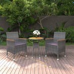 vidaXL 3-delige Tuinset poly rattan grijs, Verzenden, Nieuw, Tuinset