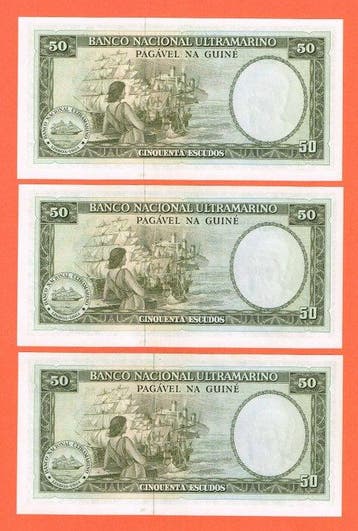 Guinée portugaise. - 3 x 50, 3 x 100 Escudos - 1971 -, Timbres & Monnaies, Billets de banque | Europe | Billets non-euro