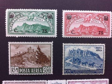 San Marino 1936/1958 - 6 postzegels voor luchtpost met de, Gestempeld