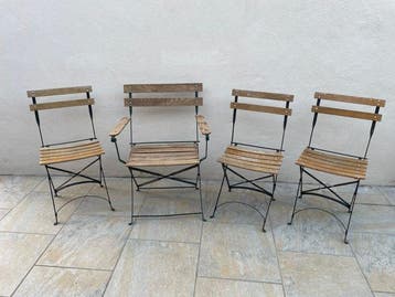 Chaise pliante (4) - Bois, Métal - Fauteuil