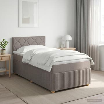 vidaXL Boxspringbed met matras met hoofdeinde Taupe 80 x 200, Verzenden