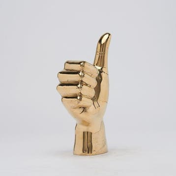 sculptuur, THUMBS UP Hand Signal Sculpture in polished Brass