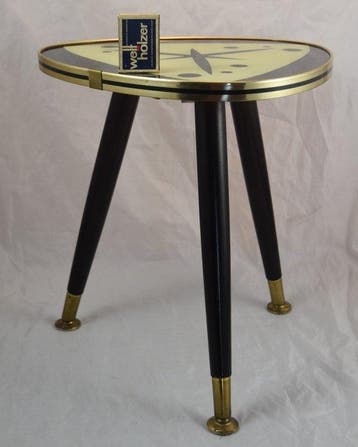 Tabouret - Verre, laiton et bois - Table en forme de rein,, Antiquités & Art