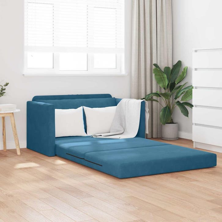 vidaXL Slaapbank / zetel Blauw 124 x 71 x 78 cm Fluweel, Huis en Inrichting, Zetels | Zetels, Nieuw, Verzenden