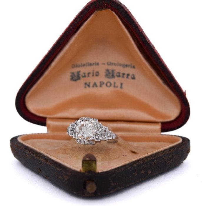 Zonder minimumprijs - Cocktailring Platina - 1.40ct. tw., Handtassen en Accessoires, Antieke sieraden