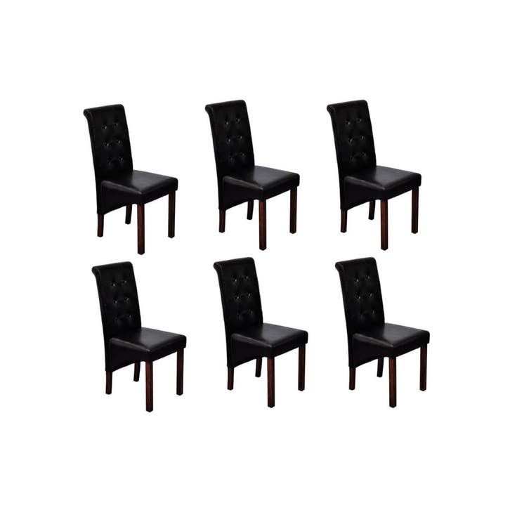 vidaXL Eetkamerstoelen 6 st kunstleer zwart, Huis en Inrichting, Stoelen, Nieuw, Verzenden