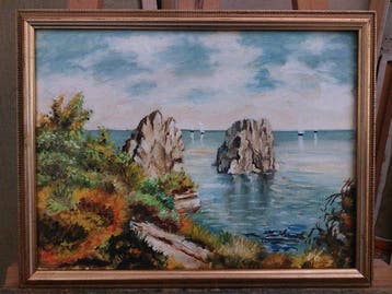 Scuola Napoletana (XX), firmato L. Correale - Faraglioni di