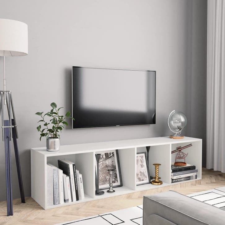 vidaXL Boekenkast/tv-meubel 143x30x36 cm wit, Maison & Meubles, Armoires | Armoires murales, Envoi