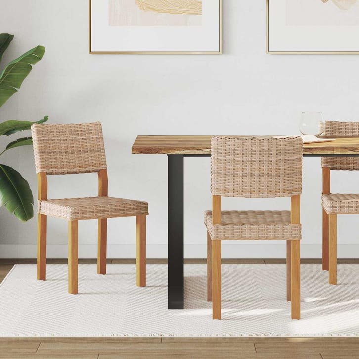 vidaXL Eetkamerstoel 2 pcs Naturel 46 x 55 x 84 cm Kubu, Maison & Meubles, Chaises, Envoi