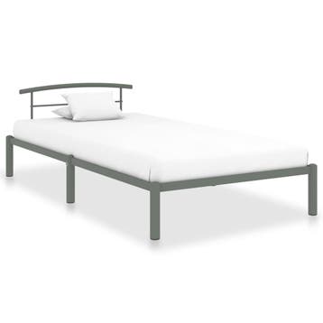 vidaXL Bedframe metaal grijs 90x200 cm, Verzenden, Nieuw