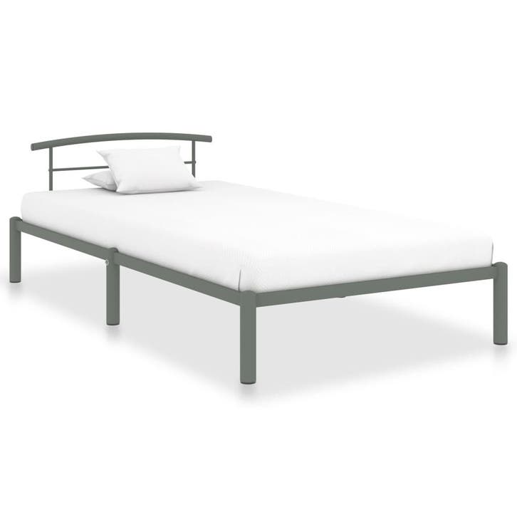 vidaXL Bedframe metaal grijs 90x200 cm, Maison & Meubles, Chambre à coucher | Lits, Envoi