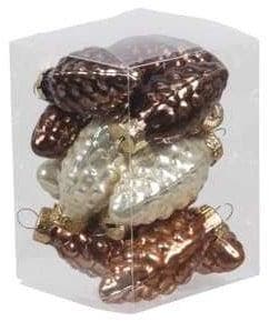 Hangers dennenappelvorm opal natural combi 6 cm doos 12, Nieuw