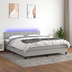 vidaXL Boxspring met matras en LED stof lichtgrijs 160x200, Verzenden