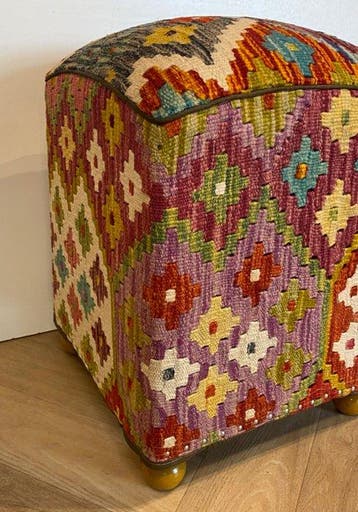 Kelim Poef(Ongebruikt/Nieuw) - Tapijt - 36 cm - 36 cm