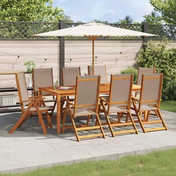 vidaXL Opklapbare stoelen, 8 stuks, van massief acaciahout, Tuin en Terras, Verzenden, Nieuw