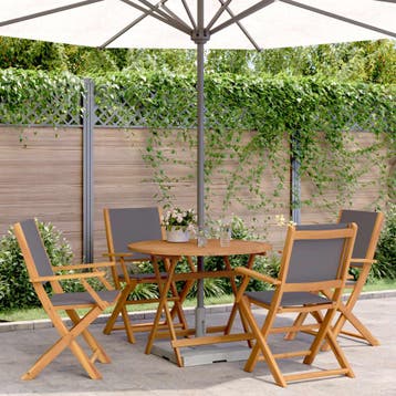vidaXL 5-delige Tuinset massief hout en stof, Verzenden, Tuinset