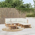 vidaXL 6-delige Loungeset met kussens bamboe crèmewit, Verzenden, Loungeset