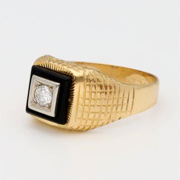 Ring - 18 karaat Geel goud - 0.20ct. tw. Diamant, Handtassen en Accessoires, Ringen, Nieuw