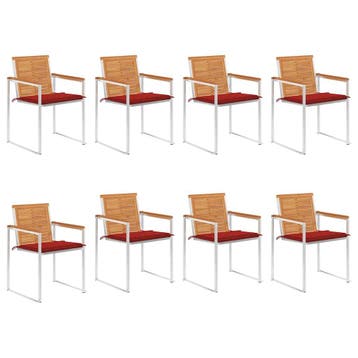 vidaXL Tuinstoelen 8 st met kussens massief acaciahout, Tuin en Terras, Tuinstoelen, Verzenden, Nieuw