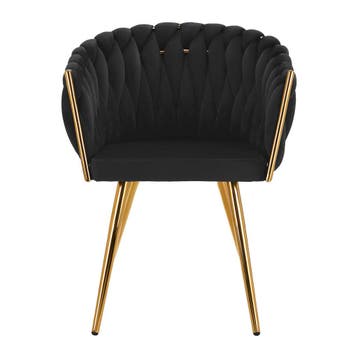 Velvet Stoel met Armleuningen – Goud Frame en Vlechtrug, Maison & Meubles, Chaises, Verzenden