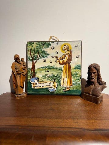Lot van religieuze kunst – Houten sculpturen en Italiaanse