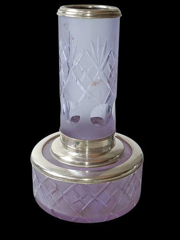 Vase - Argent 800. - Verre mât, Antiquités & Art