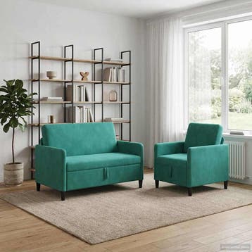 vidaXL Sofa Set Met Opslag 2 st Turquoise Polyester, Huis en Inrichting, Verzenden, Nieuw