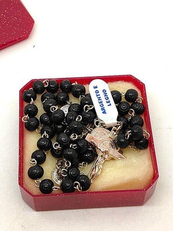 Rozenkrans - Zeldzame rozenkrans van 925 zilver en zwart