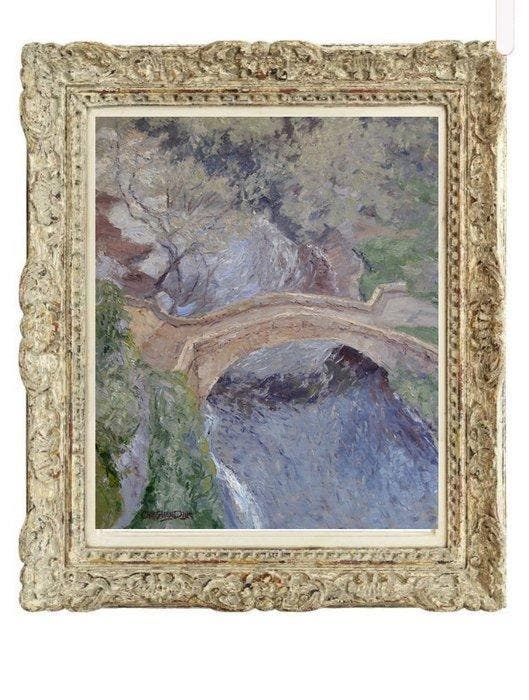 Chris van Dijk (1952) Impressionist -  Village Pierre, Antiquités & Art, Art | Peinture | Classique