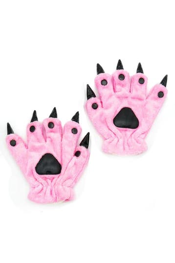 KIMU® Klauwen Handschoenen Roze Pluche Handschoen Nagels Die, Ophalen of Verzenden