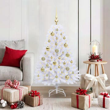 vidaXL Kunstmatige Hinged Kerstboom Wit 120 cm PVC en Staal, Verzenden