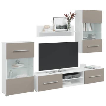 vidaXL 5-delige Tv-meubels met LED-verlichting bewerkt hout, Huis en Inrichting, Verzenden, Nieuw