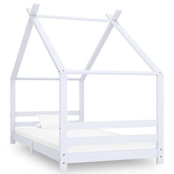 vidaXL Kinderbedframe massief grenenhout wit 90x200 cm, Verzenden