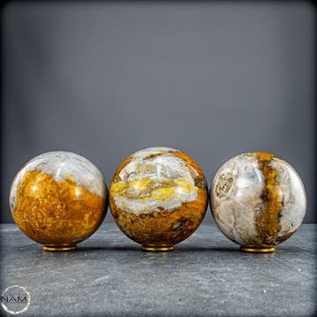Bumblebee-Kugelset – 3 boules polies en pierre naturelle