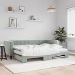 vidaXL Slaapbank onderschuifbed matrassen 80x200 cm fluweel, Verzenden, Nieuw
