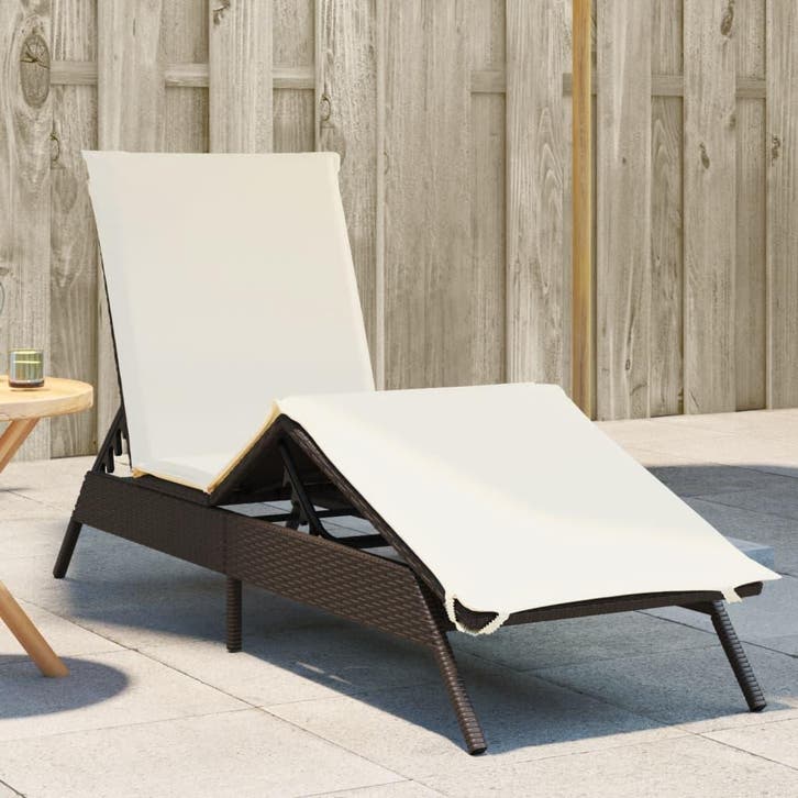 vidaXL Ligbed met kussen poly rattan bruin, Jardin & Terrasse, Chaises longues, Envoi