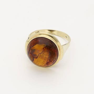 Bague - 14 carats Or jaune - œil-de-tigre
