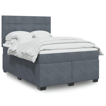 vidaXL Boxspring met matras fluweel donkergrijs 140x200 cm, Verzenden