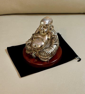 Beeldje - High-quality XL Buddha 1225 g Hallmarked - .925