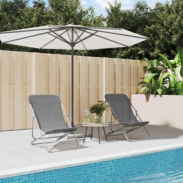 vidaXL Strandstoelen 2 st textileen en gepoedercoat staal, Verzenden