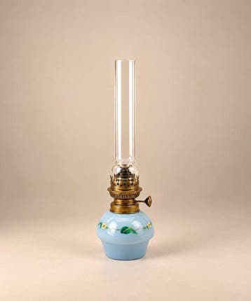 Lampe à pétrole - Porcelaine, Laiton
