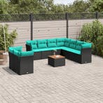 vidaXL 11-delige Loungeset met kussens poly rattan zwart, Verzenden, Nieuw, Loungeset