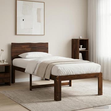 vidaXL Eenpersoonsbed met hoofdbord ROSTOCK Donkerbruin 80 x, Huis en Inrichting, Slaapkamer | Bedden, Verzenden, Nieuw