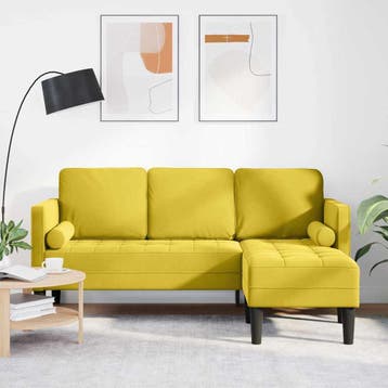 vidaXL bank / zetelstel met kussen Geel Polyester, Huis en Inrichting, Zetels | Zetels, Verzenden, Nieuw