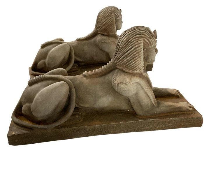 sculptuur, 2 Sfingi - 17 cm - Steen, Antiek en Kunst, Curiosa en Brocante