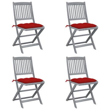 vidaXL Set van 4 klapstoelen met kussens, gemaakt van, Verzenden, Nieuw