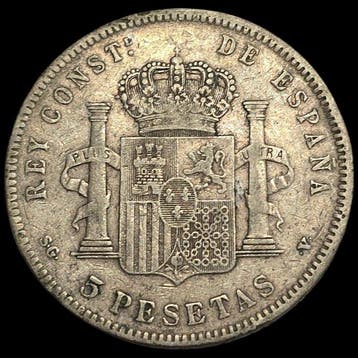 Spanje. Alfonso XIII. 5 Pesetas 1898 SGV (Zonder