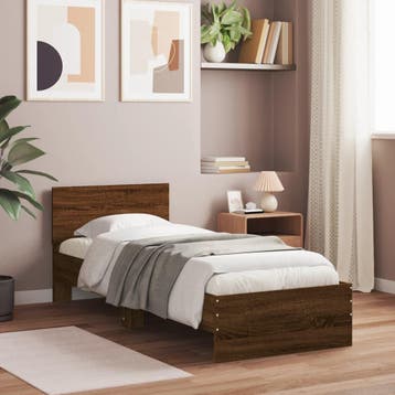 vidaXL Bedframe met hoofdbord zonder matras bruin eikenkleur, Verzenden