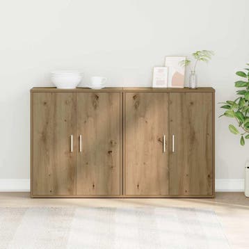 vidaXL Dressoir 2 st Artisan Eiken 60 x 31 x 70 cm Bewerkt, Verzenden, Nieuw