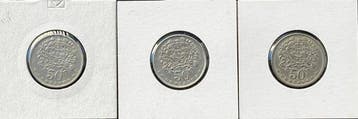 Portugal. Lote de 3 Moedas: 50 Centavos (1927 + 1928 + 1929)